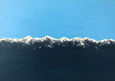 Painting titled "Snowy mountains" by Lana Krainova, Original Artwork, Acrylic Mounted on Wood Stretcher frame