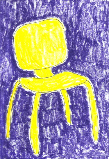 Disegno intitolato "Yellow seat" da Lana Krainova, Opera d'arte originale, Pastello