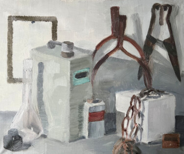 绘画 标题为“Metal Still life” 由Lana Krainova, 原创艺术品, 油 安装在木质担架架上