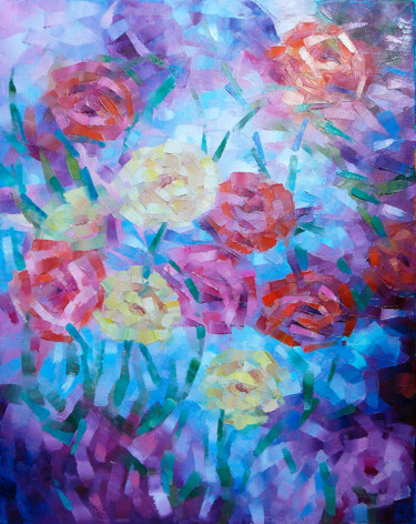 "Water roses" başlıklı Tablo Lana Light S. tarafından, Orijinal sanat, Petrol