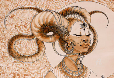 Disegno intitolato "SURREAL GRAPHICS ON…" da Lana Okoneshnikova, Opera d'arte originale, Penna gel