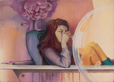 Картина под названием "BUBBLE №1" - Lana Okoneshnikova, Подлинное произведение искусства, Масло