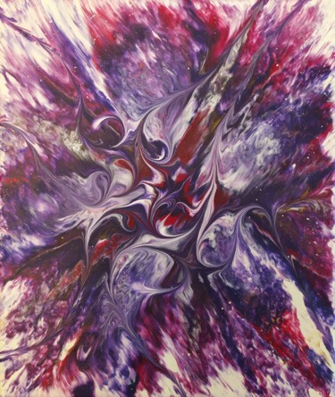 Painting titled "Lilac wind" by Lana Vereshchagina, Original Artwork, Acrylic Mounted on Wood Stretcher frame