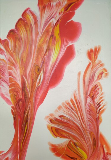 Malerei mit dem Titel "Fragments of petals" von Lana Vereshchagina, Original-Kunstwerk, Acryl Auf Andere starre Platte monti…