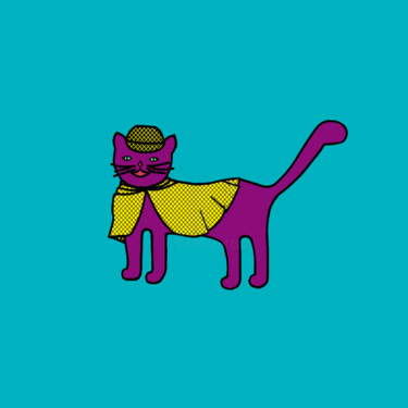Digitale Kunst getiteld "Cats & Cats #49" door Lana Vereshchagina, Origineel Kunstwerk, 2D Digital Work