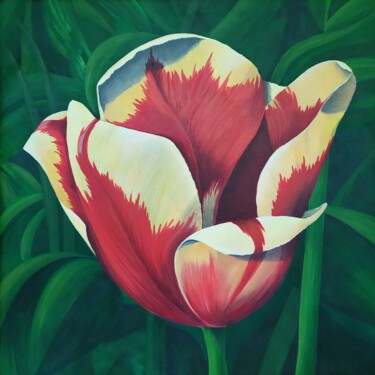 Painting titled "Tulip" by Lana Vereshchagina, Original Artwork, Acrylic Mounted on Wood Stretcher frame
