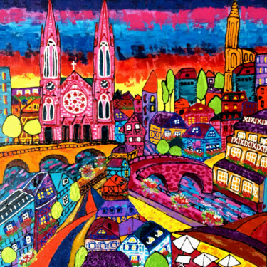Картина под названием "Strasbourg, France,…" - Elena Lanceleux, Подлинное произведение искусства, Акрил