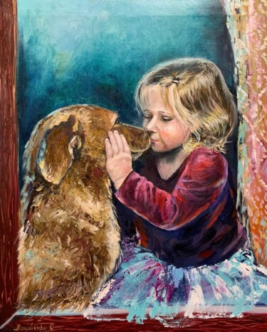 Ζωγραφική με τίτλο "oil painting girl a…" από Светлана Лановенко, Αυθεντικά έργα τέχνης, Λάδι