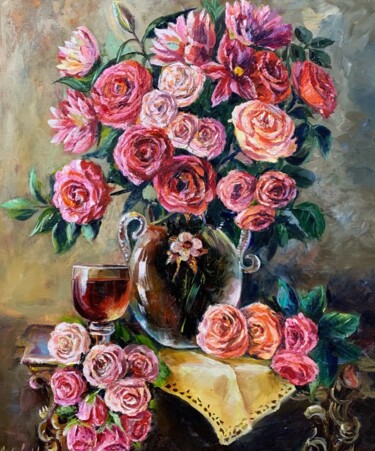 Картина под названием "Gorgeous bouquet of…" - Светлана Лановенко, Подлинное произведение искусства, Масло