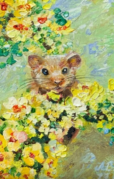 Pintura intitulada "oil painting, beige…" por Svetlana Lanovenko, Obras de arte originais, Óleo