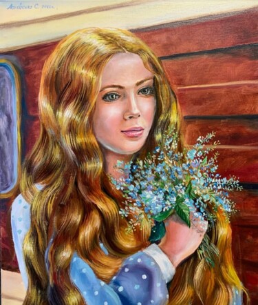 Pintura intitulada "Oil painting Girl a…" por Svetlana Lanovenko, Obras de arte originais, Óleo