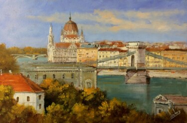 Schilderij getiteld "Budapest - Parliame…" door Gyorgy Lantos, Origineel Kunstwerk, Olie