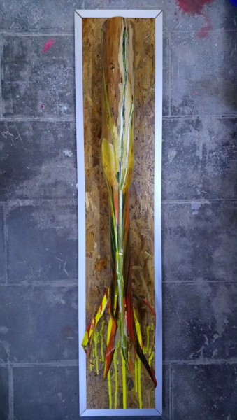 Γλυπτική με τίτλο "Cop21 : L156" από Laou, Αυθεντικά έργα τέχνης, Πλαστική ύλη Τοποθετήθηκε στο Ξύλινο πάνελ