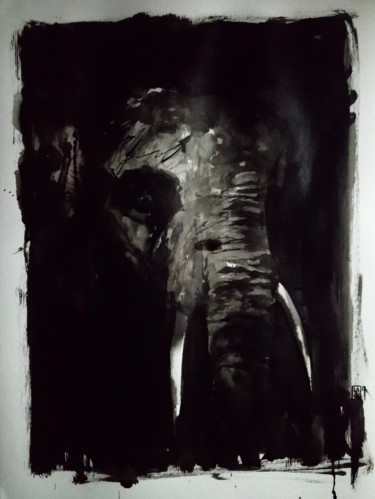 Dessin intitulée "Extinction : L185" par Laou, Œuvre d'art originale, Encre