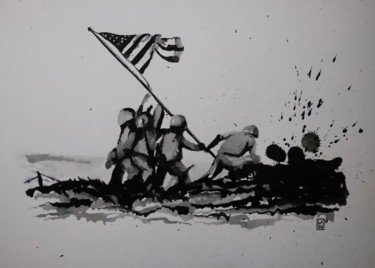 Drawing titled "Iwo Jima : L244" by Laou, Original Artwork, Ink