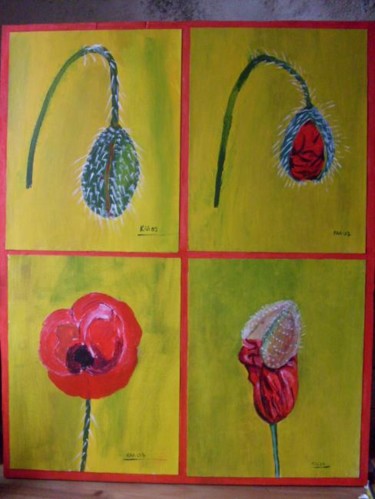 Painting titled "Le coquelicot" by Eveline Ghironi (khava), Original Artwork, Oil