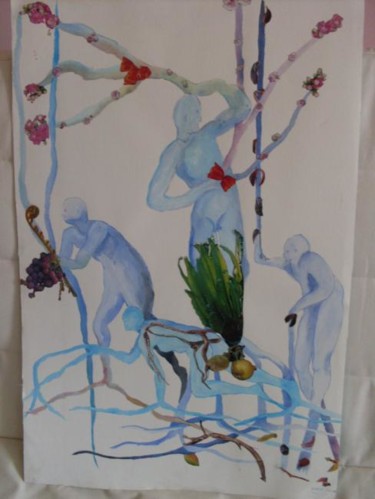 Картина под названием "les quatre ages de…" - Eveline Ghironi (khava), Подлинное произведение искусства, Масло