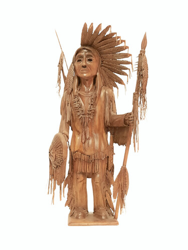 Skulptur mit dem Titel "Indian" von Lara Shabelnik, Original-Kunstwerk, Holz