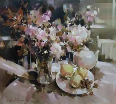 Malerei mit dem Titel "Осенний вечер с гор…" von Larisa Shigorina, Original-Kunstwerk, Öl