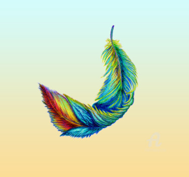 Dibujo titulada "Feather - the magic…" por Larisa Berzina, Obra de arte original, Conté