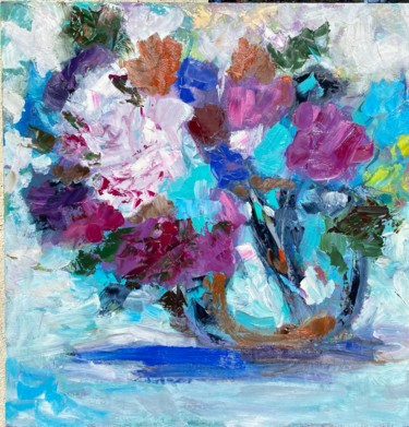 Painting titled "Bouquet of flowers" by Larisa Bogdanova, Original Artwork, Oil