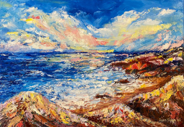 Painting titled "Oil Painting SUNNY…" by Larisa Chigirina, Original Artwork, Oil Mounted on Wood Stretcher frame