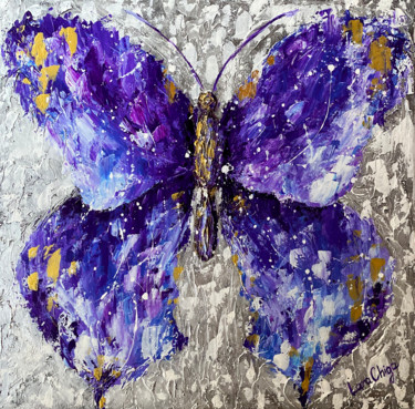 Painting titled "BUTTERFLY. Painting…" by Larisa Chigirina, Original Artwork, Acrylic Mounted on Wood Stretcher frame