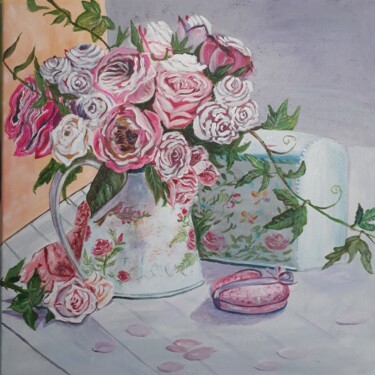 Malerei mit dem Titel "Blumenstrauß Stille…" von Larisa Pires, Original-Kunstwerk, Acryl