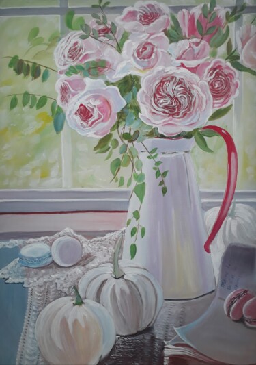 Картина под названием "Zartes Blumenstrauß…" - Larisa Pires, Подлинное произведение искусства, Акрил