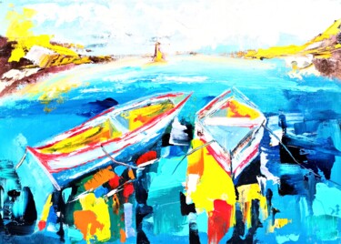 "Boat Painting Seasc…" başlıklı Tablo Larisa Raevskaia tarafından, Orijinal sanat, Petrol