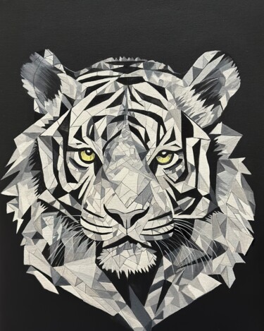 Painting titled "Tiger" by Larisa Robins, Original Artwork, Acrylic Mounted on Wood Stretcher frame