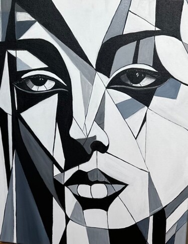 "Facial Geometry 4" başlıklı Tablo Larisa Robins tarafından, Orijinal sanat, Akrilik Ahşap Sedye çerçevesi üzerine monte edi…