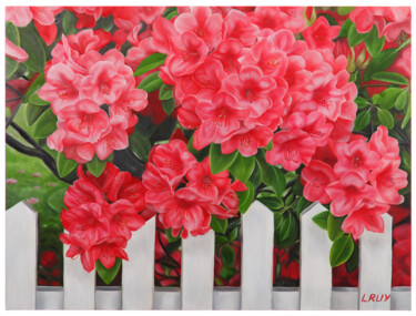Painting titled "Rhododendron" by Larisa Ruy, Original Artwork, Oil