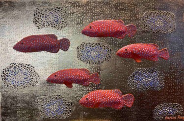 Malerei mit dem Titel "Red fish" von Larisa Ruy, Original-Kunstwerk, Acryl