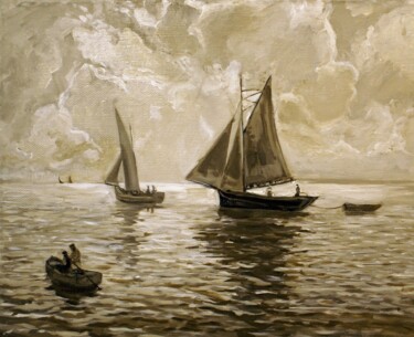 Peinture intitulée "Морской пейзаж моно…" par Larisa Semakova, Œuvre d'art originale, Huile