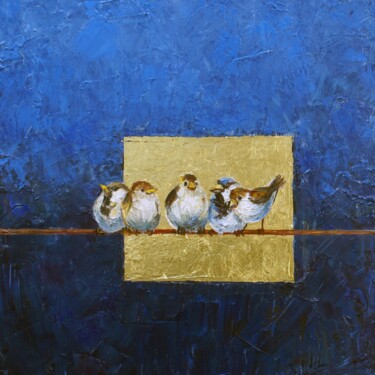 Pittura intitolato "sparrows" da Larisa Semakova, Opera d'arte originale, Olio