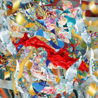 Arts numériques intitulée "Red splash" par Larisa Siverina, Œuvre d'art originale, Peinture numérique