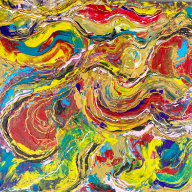Pintura intitulada "Colored abstract sea" por Larisa Siverina, Obras de arte originais, Acrílico
