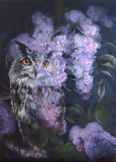 Malerei mit dem Titel "Lilac Escape" von Larissa Egner, Original-Kunstwerk, Öl