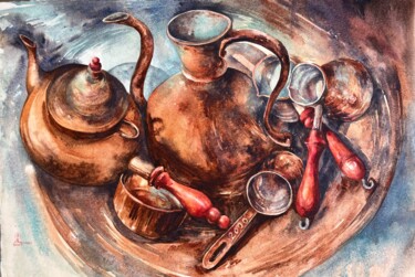 Pittura intitolato "Turkish coffee#5" da Larissa Rogacheva, Opera d'arte originale, Acquarello