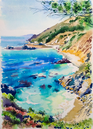 Peinture intitulée "Monterey bay" par Olga Larina, Œuvre d'art originale, Aquarelle