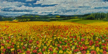 Peinture intitulée "Luberon au printemps" par Pierre Laroche, Œuvre d'art originale, Huile Monté sur Carton