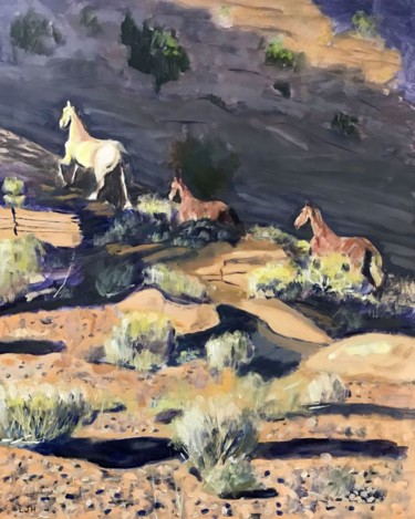 Pittura intitolato "Wild Mustangs" da Herscovitch Larry, Opera d'arte originale, Olio