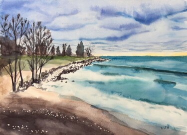 Painting titled "Bluff Storm" by Herscovitch Larry, Original Artwork, Watercolor