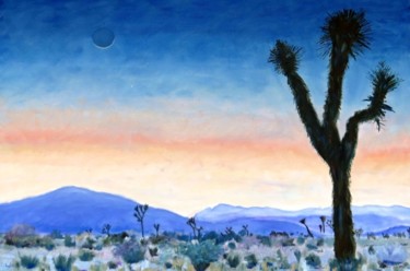 Pittura intitolato "Joshua Tree Sunset" da Herscovitch Larry, Opera d'arte originale, Olio