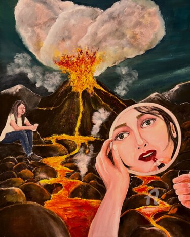 Painting titled "Flammes" by Lart Des Femmes Du Monde, Original Artwork, Oil