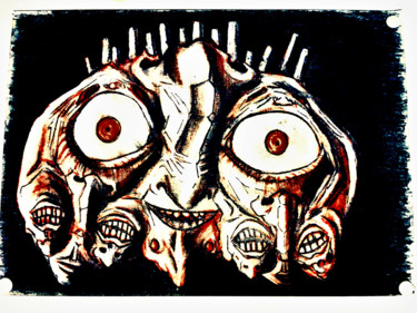Desenho intitulada "Creepy DoubleFace" por Lartnestpasdemain, Obras de arte originais, Lápis
