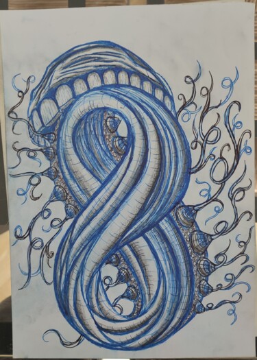 Drawing titled "Loop" by Lartnestpasdemain, Original Artwork, Ballpoint pen