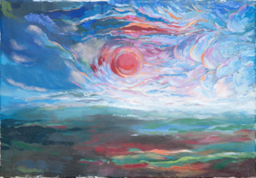 Painting titled "Unusual sunset" by Larysa Jaromska, Original Artwork, Oil
