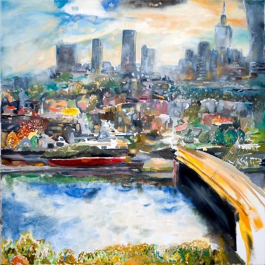 Painting titled "Landscape of Warsaw" by Larysa Jaromska, Original Artwork